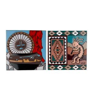 Lot Vintage Earthtones Tiles Southwestern Pottery Trivet Decor Arizona Kokopelli